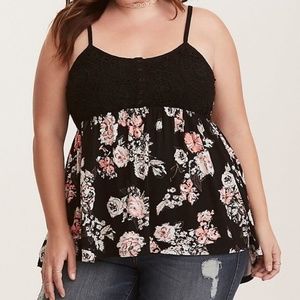 Torrid Black and Pink Floral Shirt
